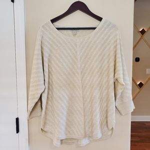 Dana Buchman Pullover Knit 3/4 Sleeve Sweater Top Shimmer Gold XL